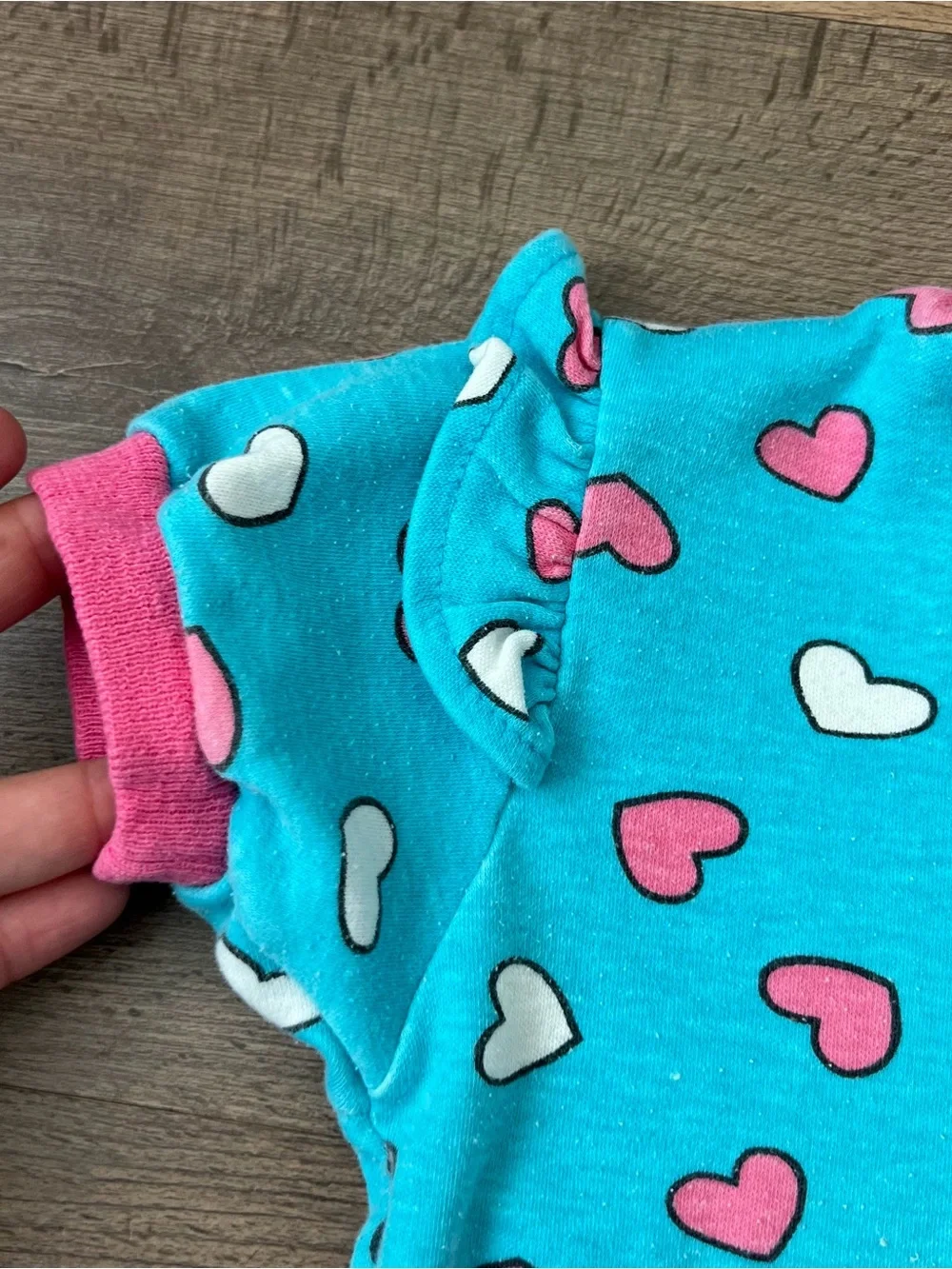 Vintage Health-tex Toddler Girls' AOP Heart T-shirt Blue/Pink Size 4T